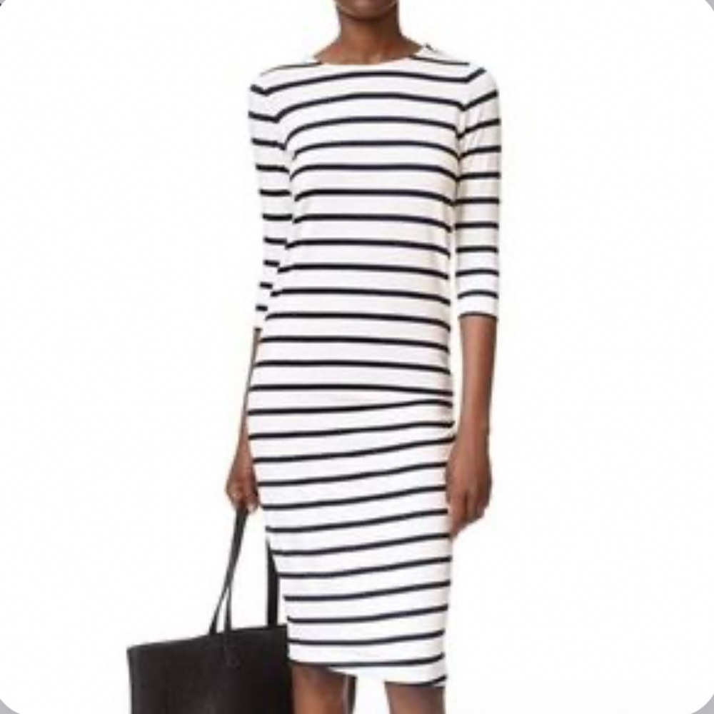 Eleven Paris stripe basic ruched dress